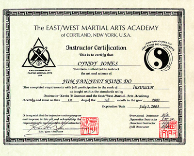JKD instructor certificate